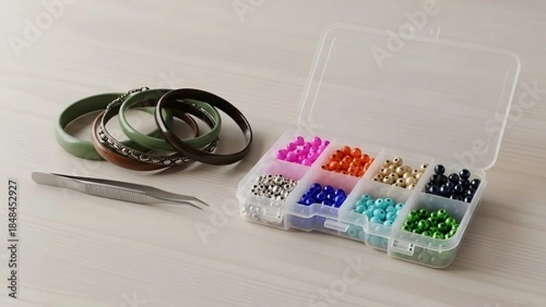 Obraz Assorted Beads and Jewelry Making Tools