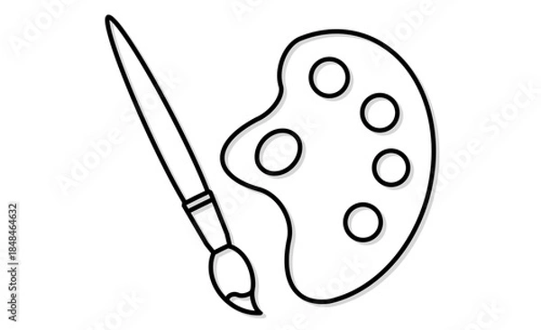 Obraz 教科としての美術：パレットと筆のシンプルなアイコンイラスト