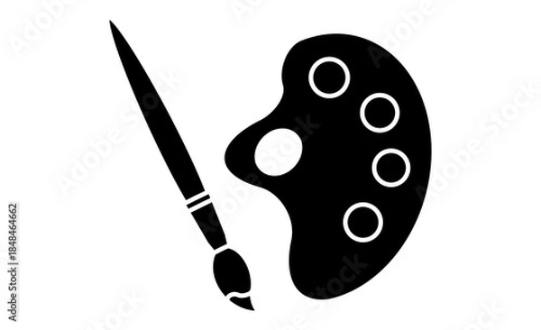 Obraz 教科としての美術：パレットと筆のシンプルなアイコンイラスト