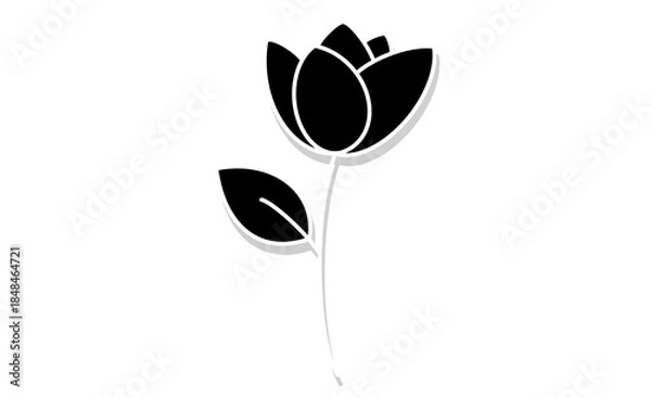 Obraz 趣味：ガーデニングを表現する花のモノクロアイコンイラスト