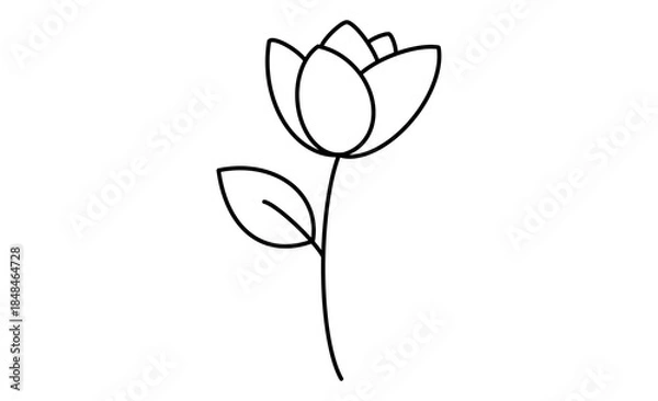 Obraz 趣味：ガーデニングを表現する花のモノクロアイコンイラスト