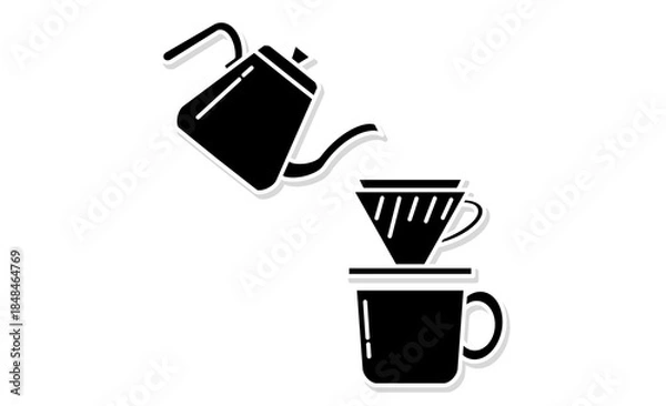 Obraz 趣味：こだわりのコーヒーを淹れるアイコンイラスト素材