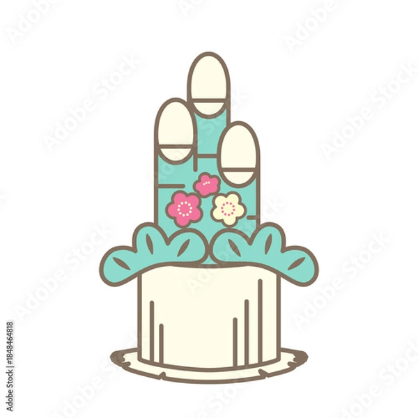 Obraz 門松、飾り松、松飾り、立て松のアイコン　線画ベクターイラスト　