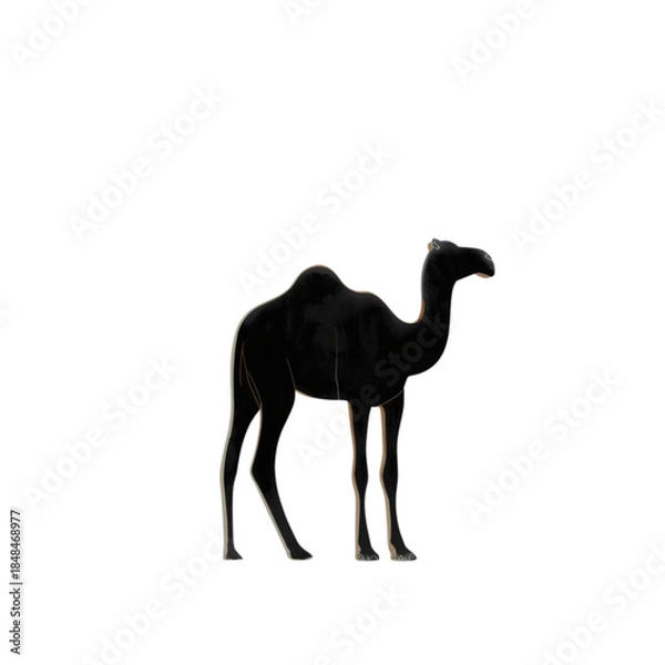 Fototapeta A camel standing alone in a desert landscape viewed from the side