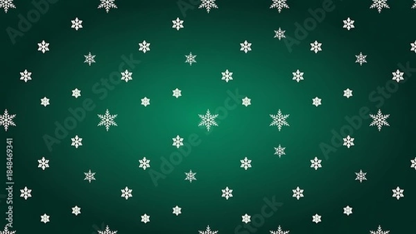 Fototapeta White Snowflakes Falling on a Dark Teal Gradient Background