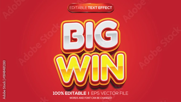 Fototapeta 3d text effect big win theme