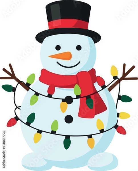 Obraz Decorated snowman with lights