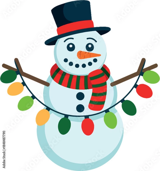 Obraz Decorated snowman with lights