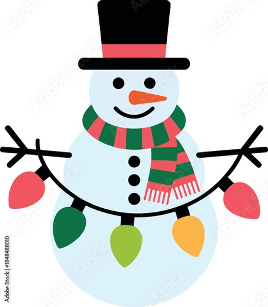 Obraz Snowman with christmas lights