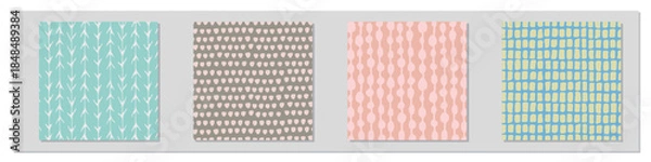 Obraz 手描き北欧風シームレスパターン　優しい雰囲気の背景セット