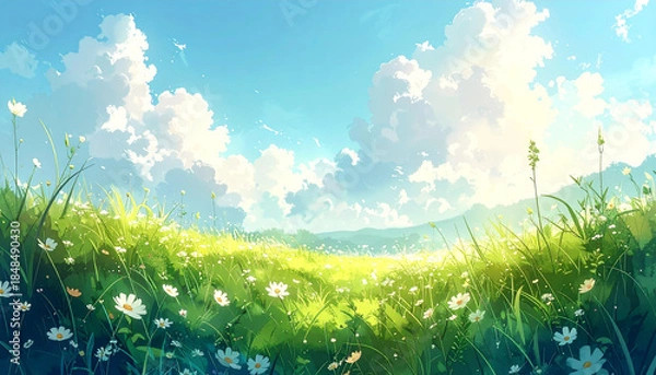 Obraz 小さな花の咲く野原_generated by AI