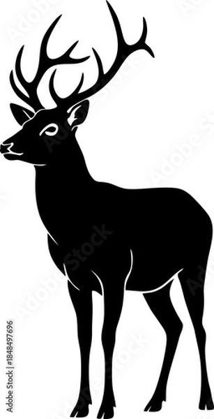Obraz Deer Silhouette with Large Antlers.