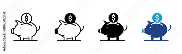 Obraz Savings icon set multiple style collection