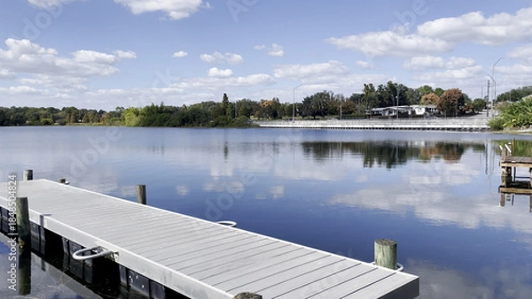 Obraz Lake Roy looking out at a distant bridge
