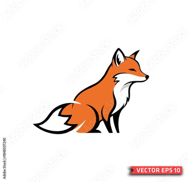 Obraz Cute fox mascot logo style vector illustration