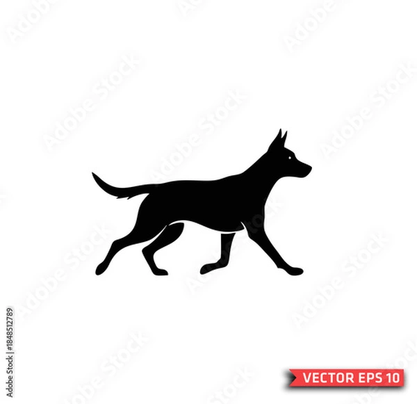 Obraz Running dog silhouette vector illustration