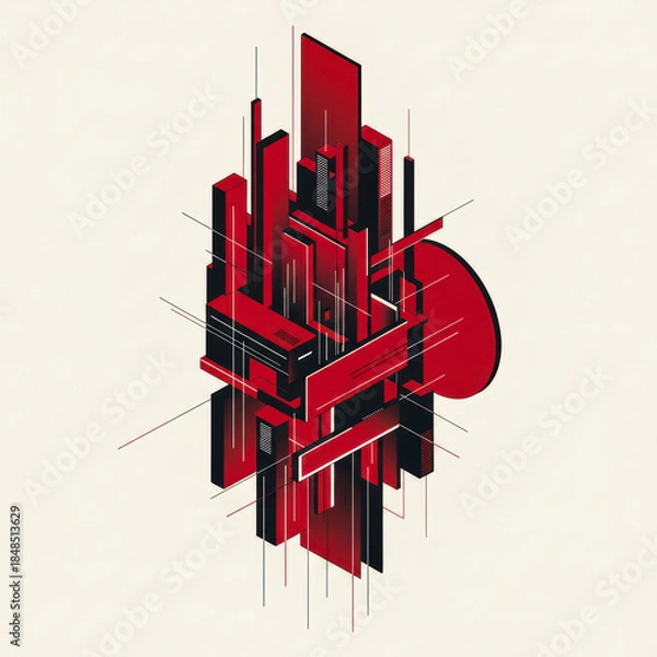 Obraz Isometric Cyber City Network