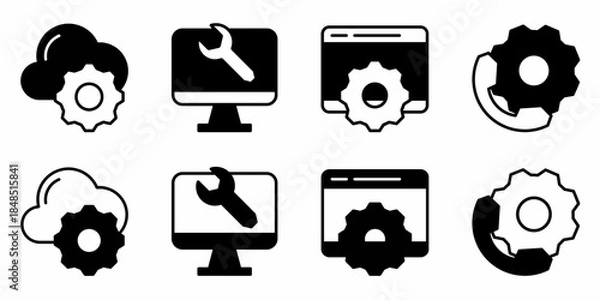 Obraz Setting and setup icon on white background. Vector logo setting and setup illustration.