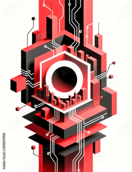 Obraz Isometric Cyber City Network