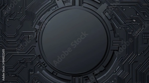 Obraz Circuit board technology with circular element.  Potential use in tech or gaming