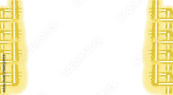 Obraz Vertical Hand Drawn golden Yellow Grid Border Elements on Transparent Background