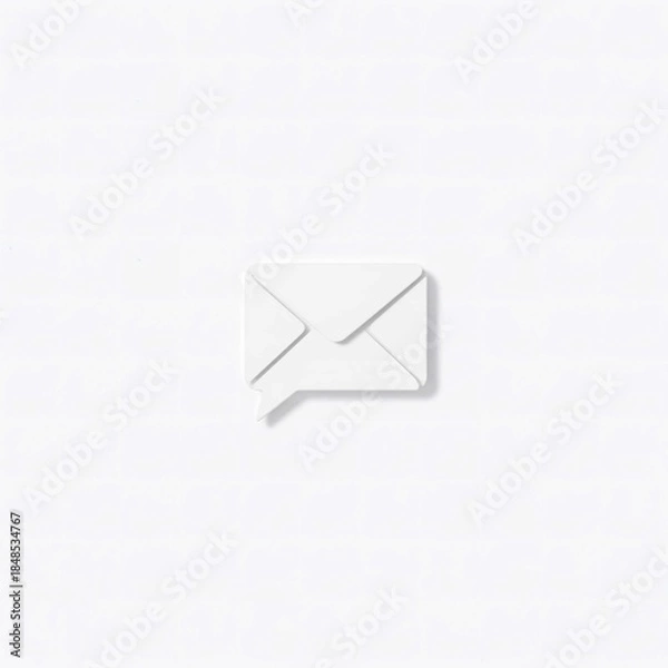 Obraz White Envelope Icon on Clean Background, Simple Email Symbol