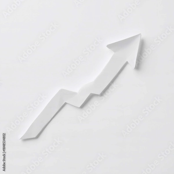 Obraz White Paper Arrow Graph Rising Upward Trend Growth Concept