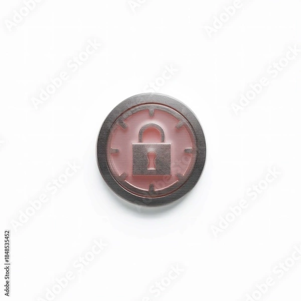 Obraz Secure Lock Button, Safety Padlock Icon, Protection Symbol