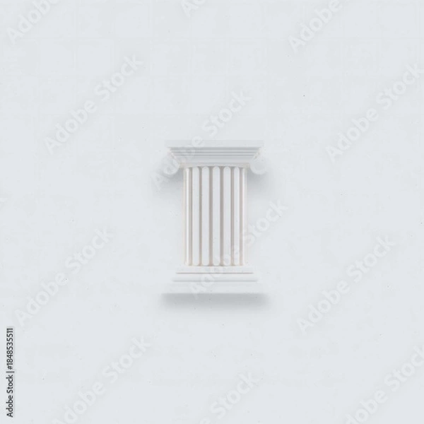 Obraz White Architectural Column, Minimalist Design Element, Simple Decorative Pillar