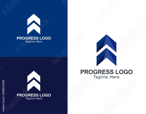Fototapeta Progress Logo - Modern Abstract Upward Arrow and Chevron Symbol