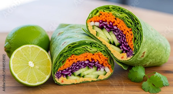 Obraz Fresh veggie wrap with lime