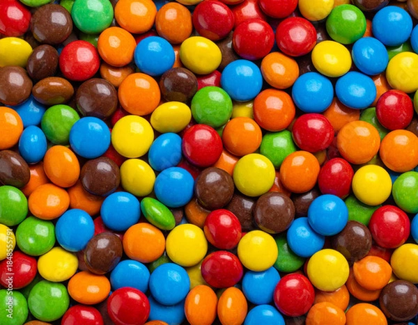 Obraz カラフルな丸いチョコの背景素材　チョコレート　おやつ　バレンタイン