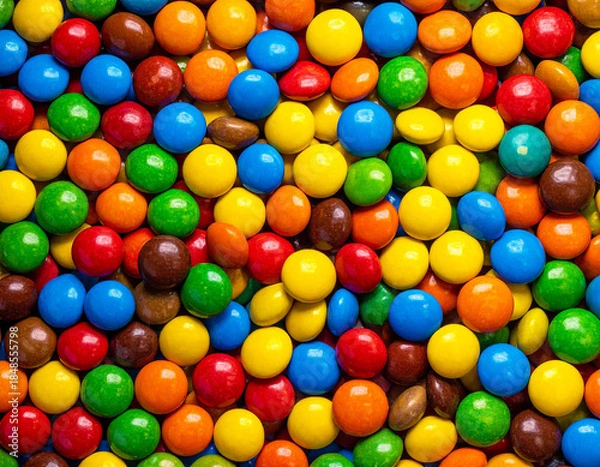 Obraz カラフルな丸いチョコの背景素材　チョコレート　おやつ　バレンタイン