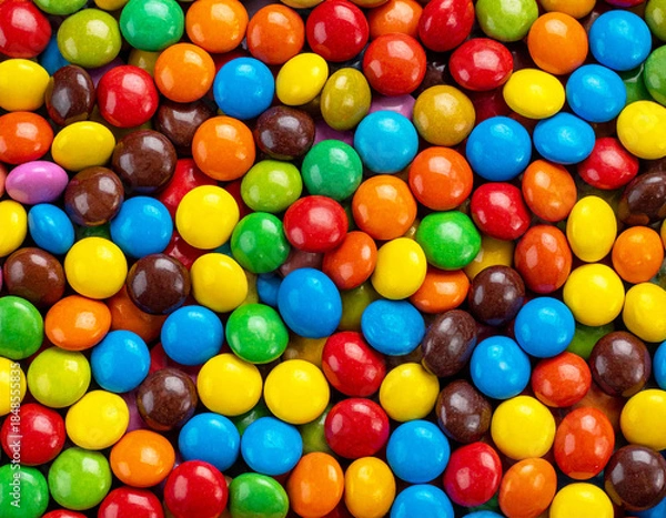 Obraz カラフルな丸いチョコの背景素材　チョコレート　おやつ　バレンタイン