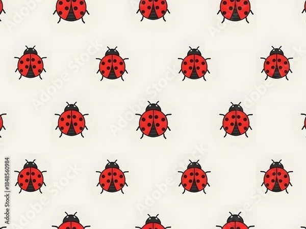 Obraz Ladybug pattern red insects on white background for decorative designs