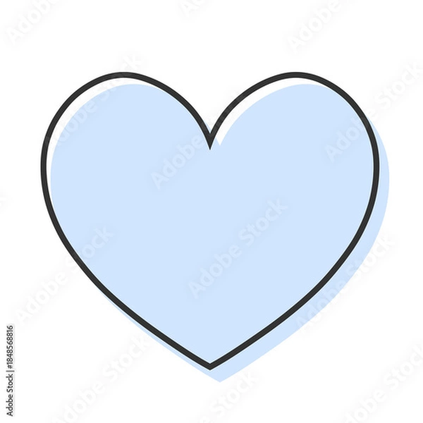 Obraz シンプルなハートの手描きイラストアイコン 版ズレ  水色