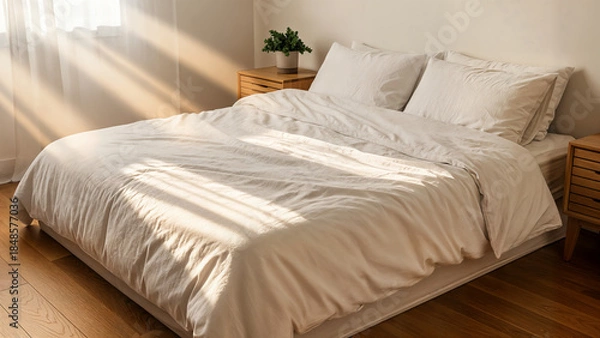 Obraz bed in hotel room