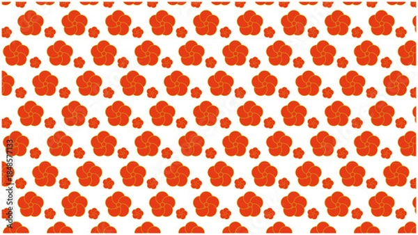 Obraz 赤いねじり梅が並ぶ和風シームレスパターン