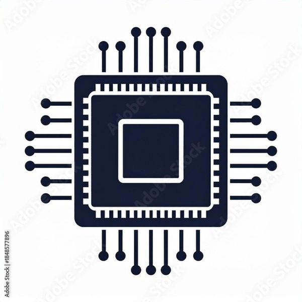 Obraz Sleek digital processor unit icon, symbolizing cutting-edge information technology, data processing, and electronic innovation in modern systems and advanced computing