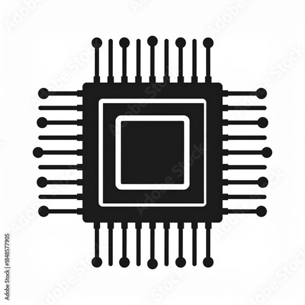 Obraz Conceptual vector illustration of a central processing unit, symbolizing advanced computing, digital information processing, and microchip technology development, presented with a clean, modern design