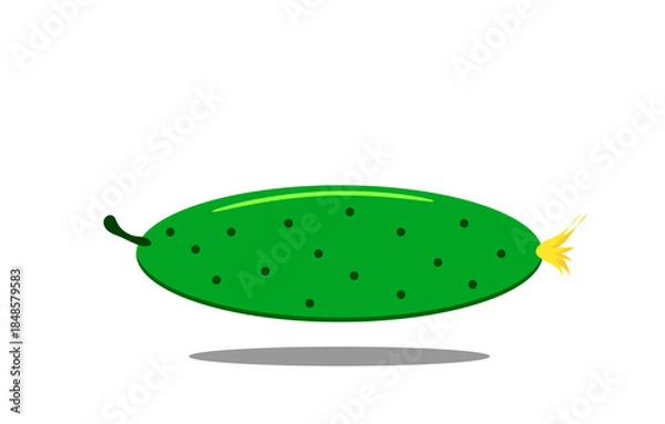 Fototapeta green cucumber on a white background, 