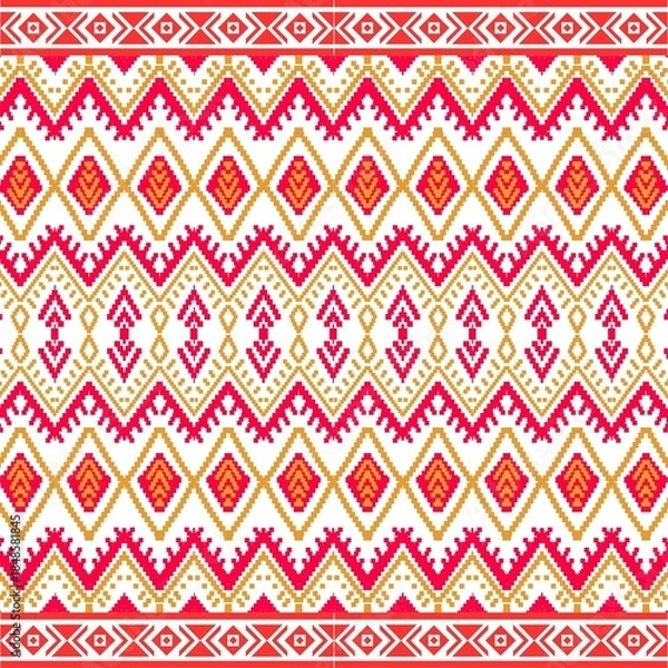 Obraz Ethnic Red & Gold Geometric Seamless Pattern