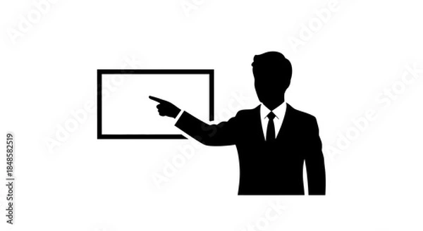 Obraz Businessman pointing at presentation screen.