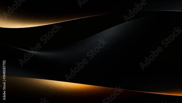 Obraz Luxury dark abstract background with golden flowing waves