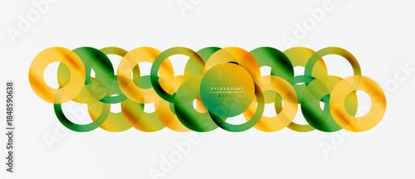 Obraz Abstract geometric pattern. Overlapping circles create dynamic visual flow. Yellow, green hues dominate design. Minimalist style.