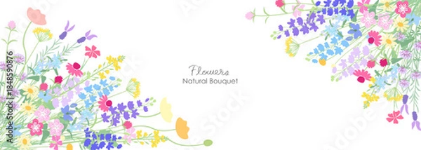 Obraz ナチュラルでカラフルな草花の背景イラスト