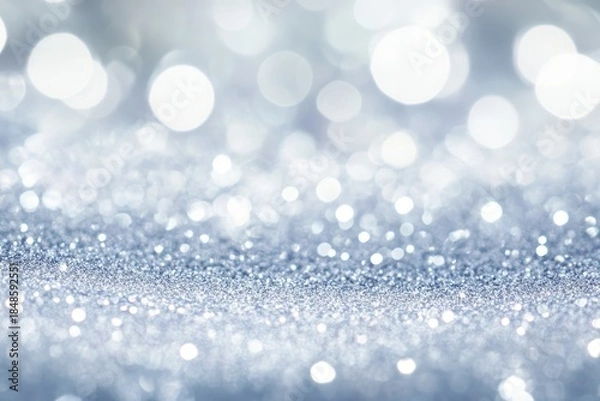 Obraz Silver sparkle background; light bokeh; festive design; website header