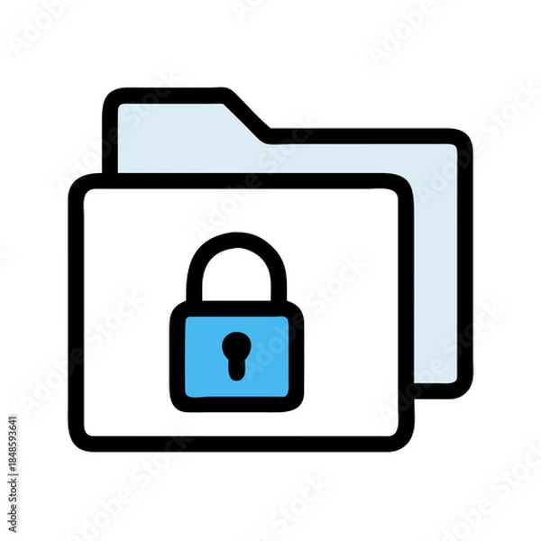 Fototapeta Secure Folder Icon: Data Protection and Privacy, Flat Style with Light Blue