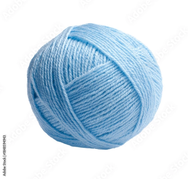 Obraz Light Blue Yarn Ball on White Background