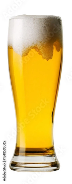Obraz glass of beer with foam on white background